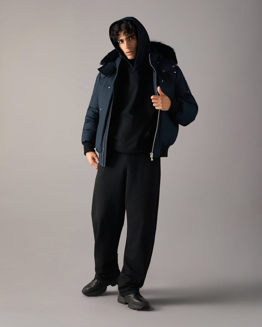 ORIGINAL BALLISTIC SHEARLING TRIM BOMBER JACKET-BLUESTONE/BLACK