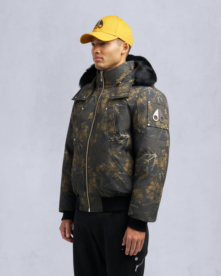 ORIGINAL BALLISTIC SHEARLING TRIM BOMBER JACKET-MOSS REAL LEAF/BLACK