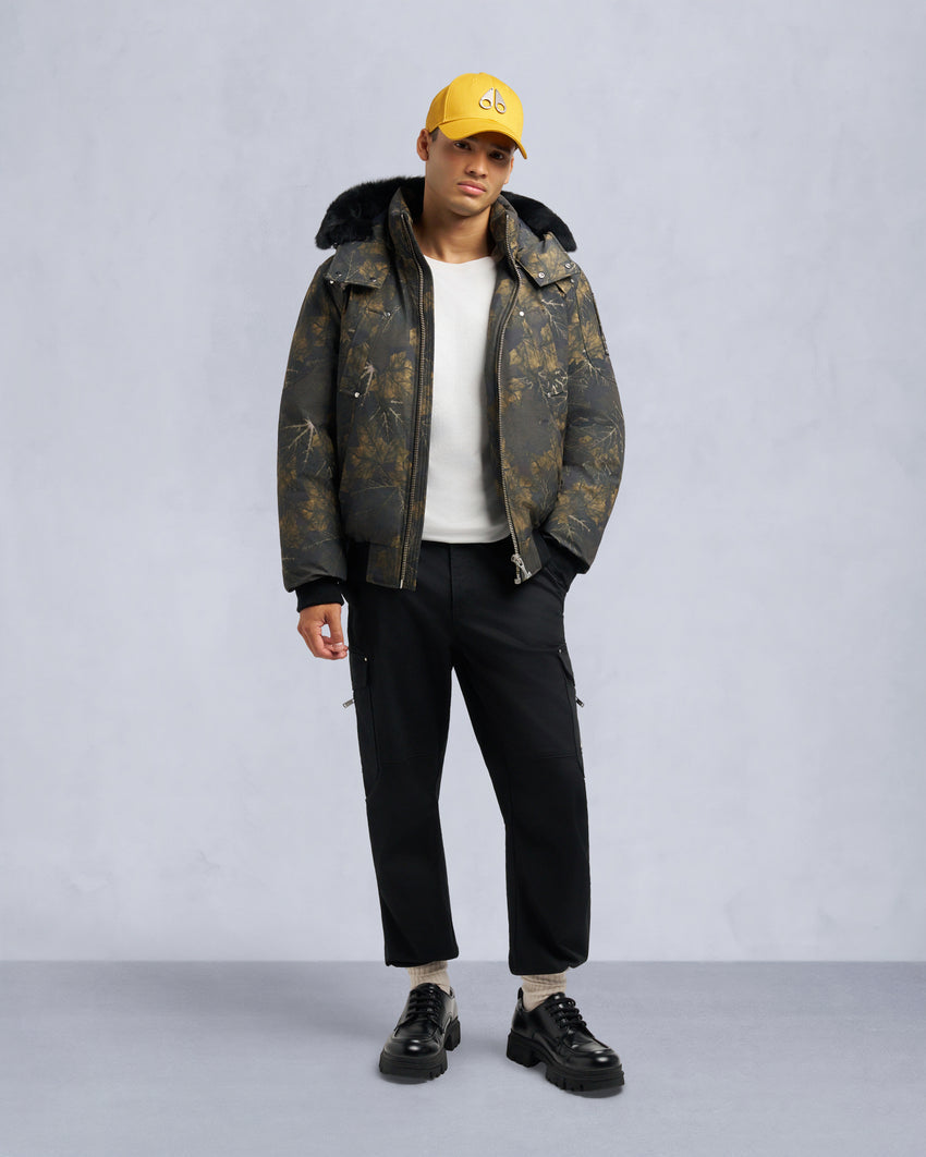 ORIGINAL BALLISTIC SHEARLING TRIM BOMBER JACKET-MOSS REAL LEAF/BLACK
