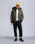 ORIGINAL BALLISTIC SHEARLING TRIM BOMBER JACKET-MOSS REAL LEAF/BLACK