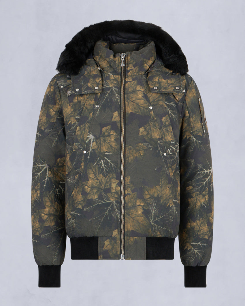 ORIGINAL BALLISTIC SHEARLING TRIM BOMBER JACKET-MOSS REAL LEAF/BLACK