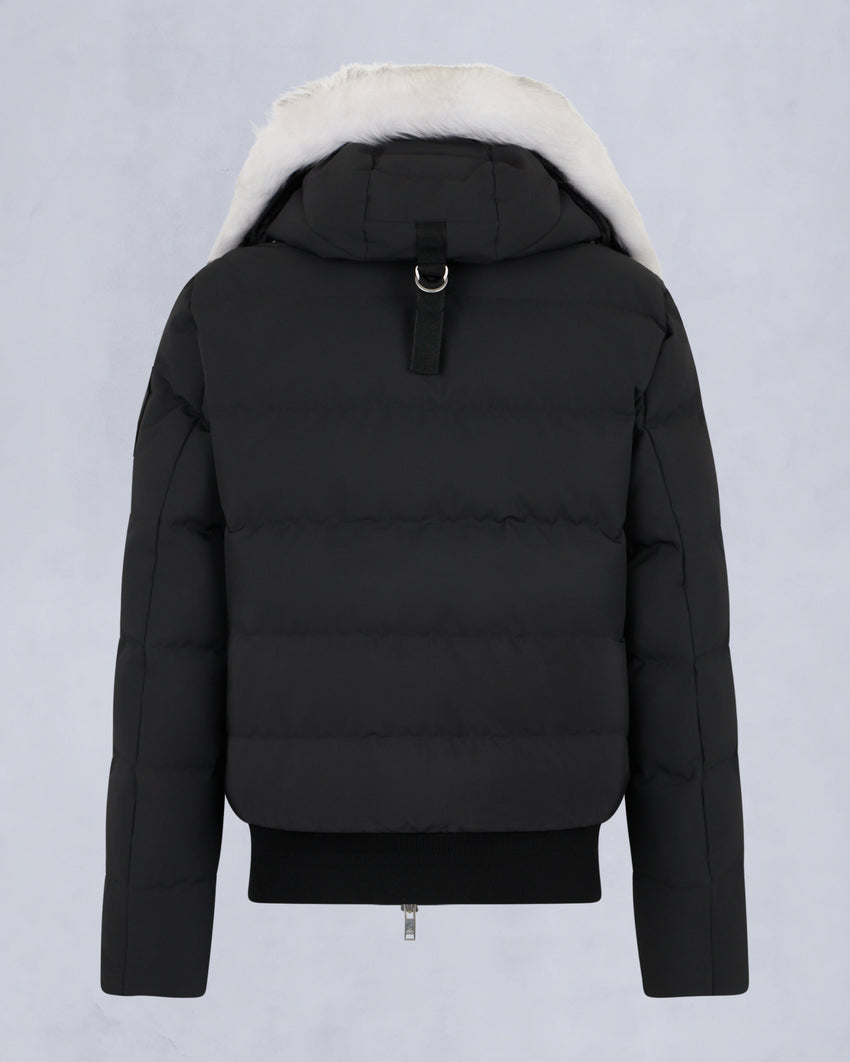 CLOUD SHEARLING TRIM BOMBER JACKET-ESPRESSO/BLACK
