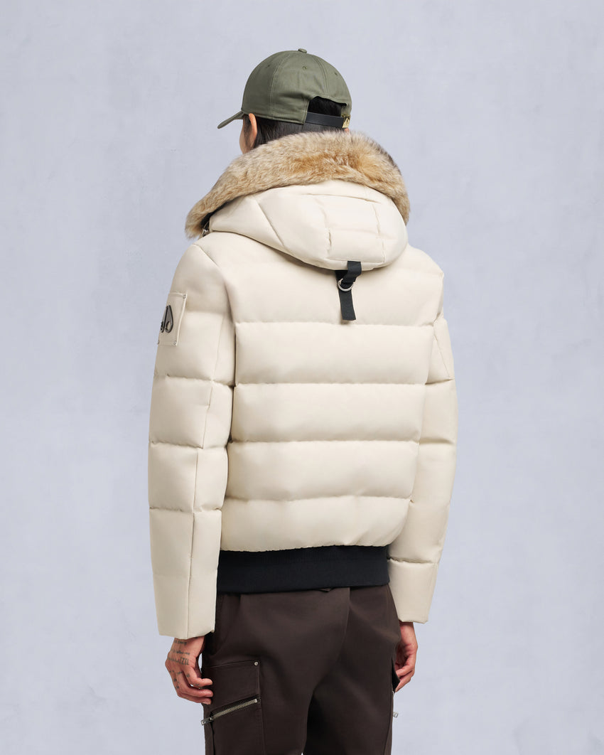 CLOUD SHEARLING TRIM BOMBER JACKET-ESPRESSO/BLACK