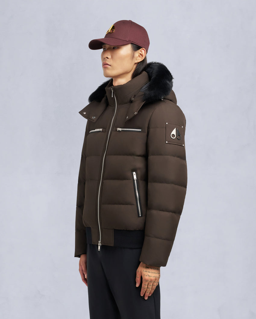 CLOUD SHEARLING TRIM BOMBER JACKET-ESPRESSO/BLACK