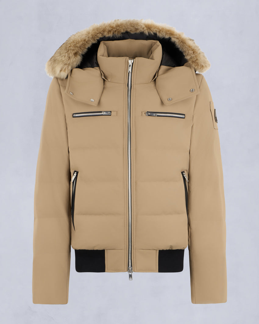 CLOUD SHEARLING TRIM BOMBER JACKET-ESPRESSO/BLACK