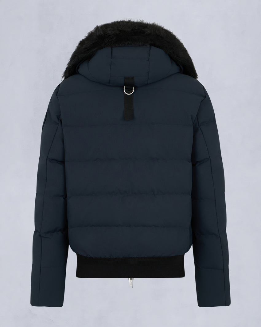CLOUD SHEARLING TRIM BOMBER JACKET-ESPRESSO/BLACK