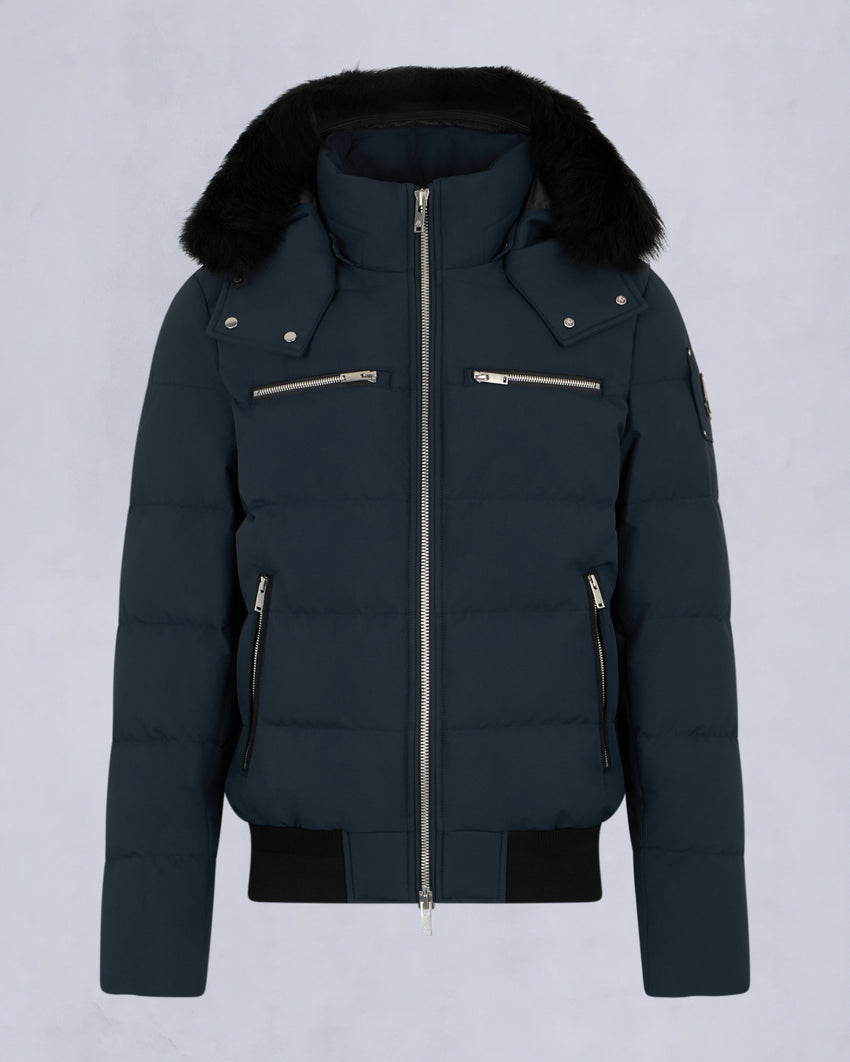 CLOUD SHEARLING TRIM BOMBER JACKET-ESPRESSO/BLACK