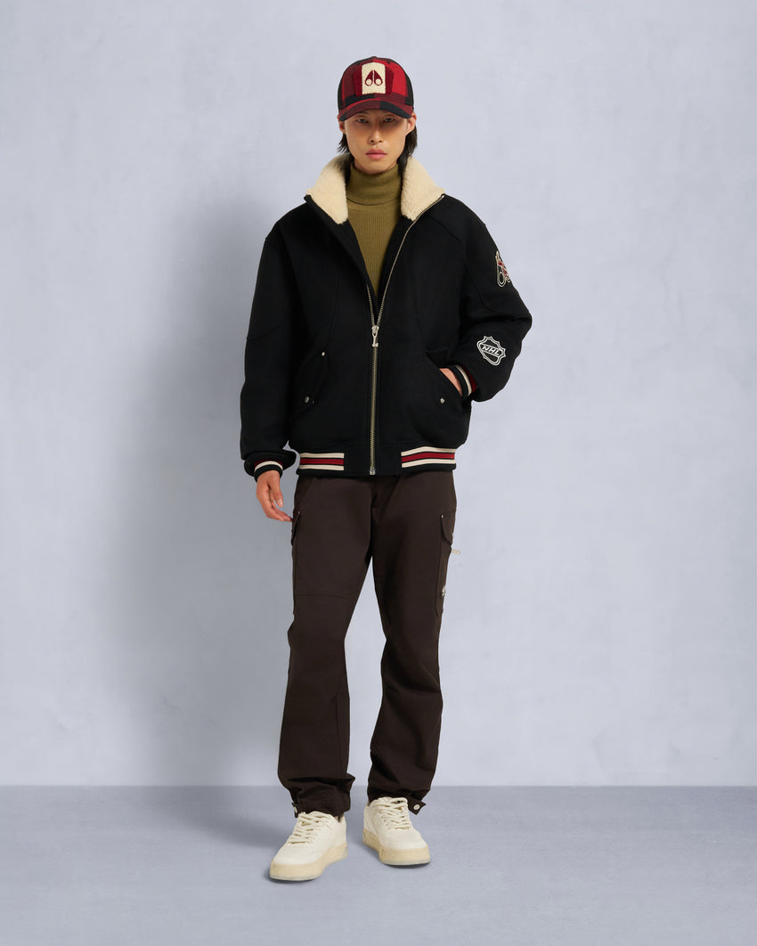 NHL X MOOSE KNUCKLES TEAM BOMBER JACKET-BLACK/SUMAC/BONE