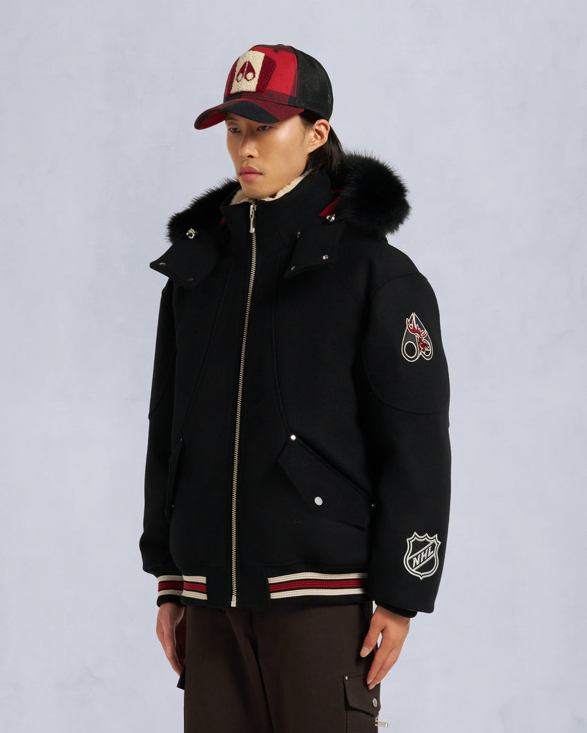 NHL X MOOSE KNUCKLES TEAM BOMBER JACKET-BLACK/SUMAC/BONE