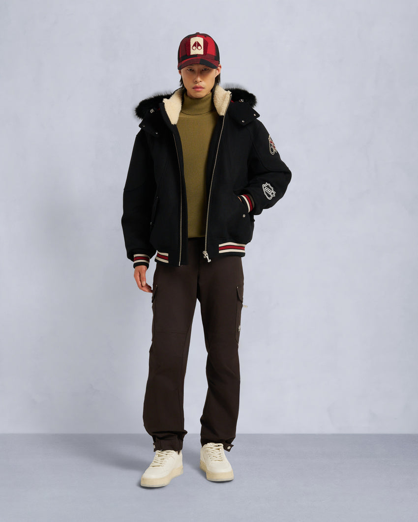NHL X MOOSE KNUCKLES TEAM BOMBER JACKET-BLACK/SUMAC/BONE