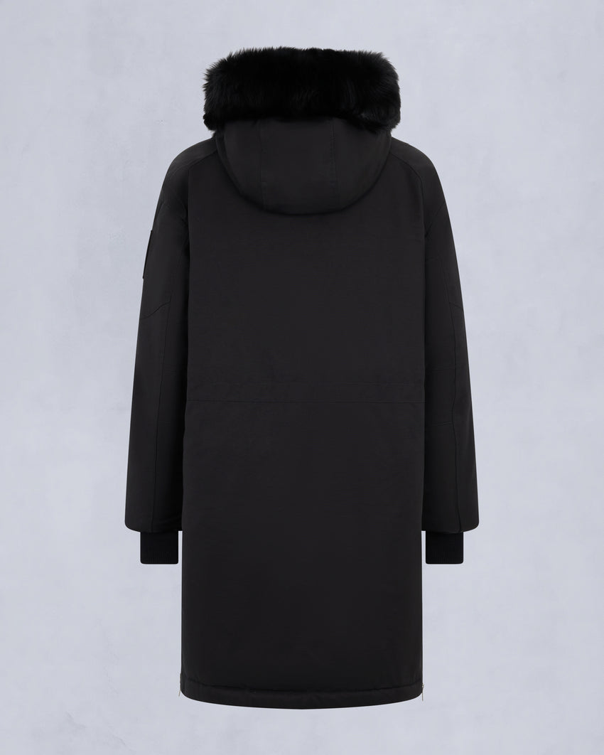 ORIGINAL DAWSON SHEARLING TRIM PARKA-BLACK/BLACK