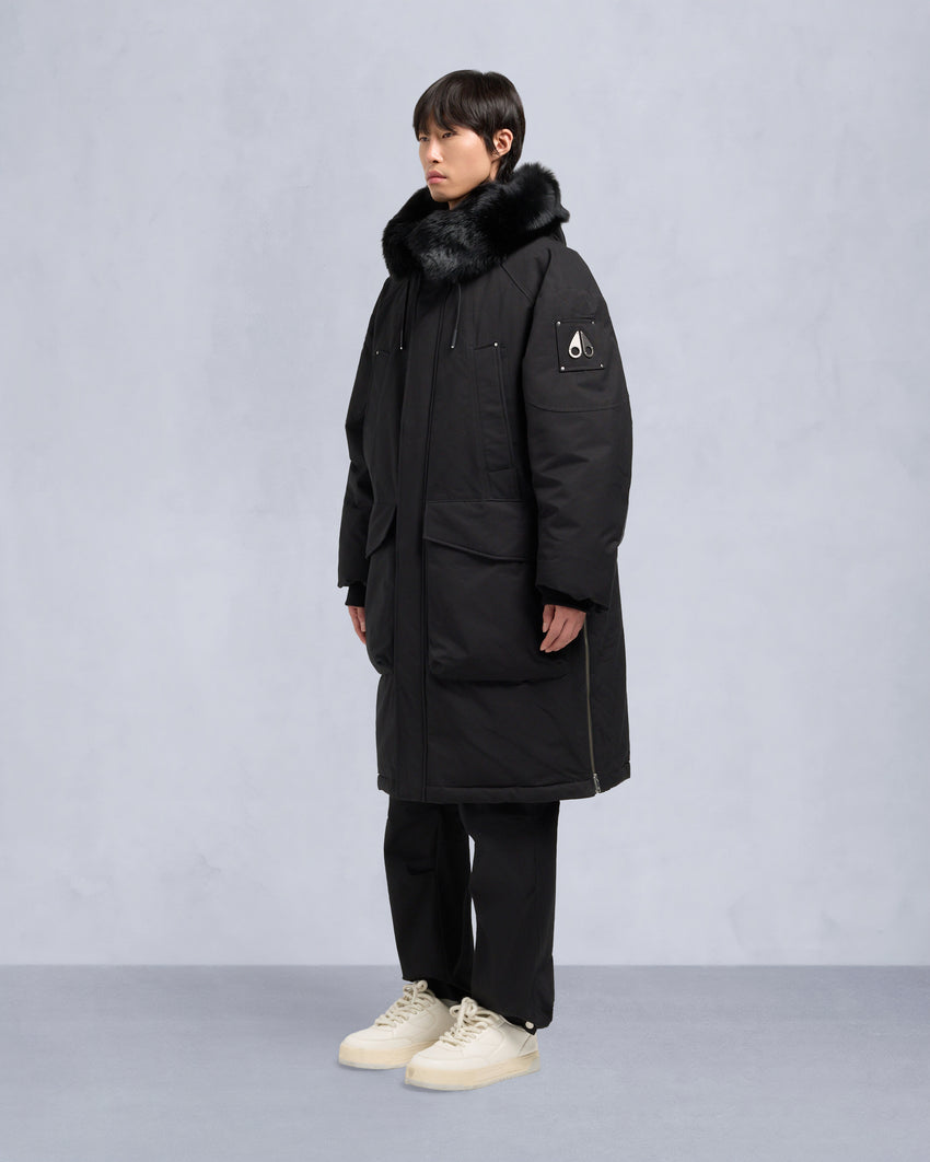 ORIGINAL DAWSON SHEARLING TRIM PARKA-BLACK/BLACK