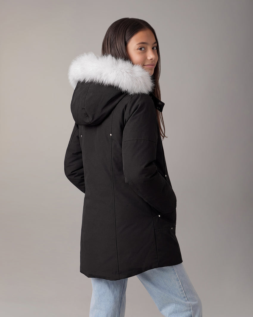 KIDS UNISEX ORIGINAL  SHEARLING TRIM PARKA-BLACK/BLACK