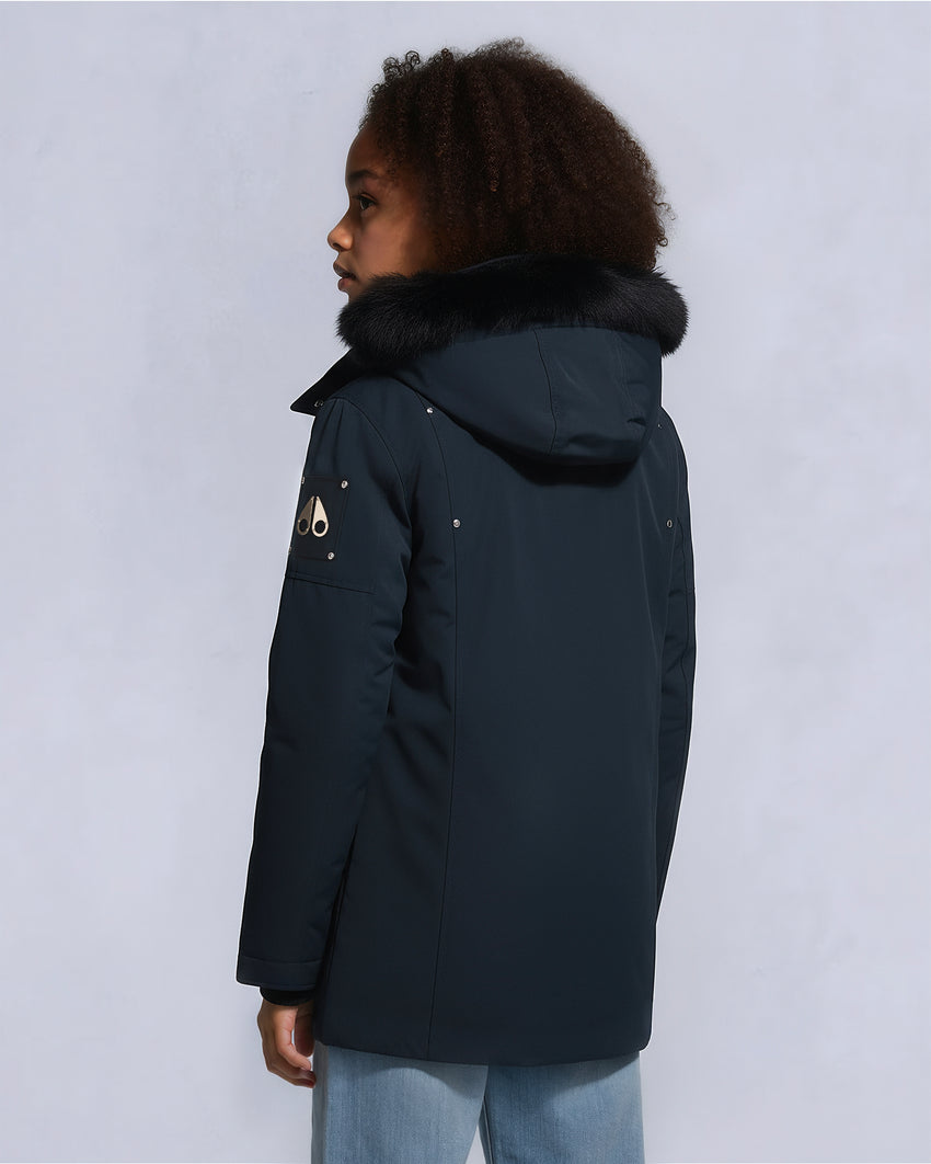 KIDS UNISEX ORIGINAL  SHEARLING TRIM PARKA-BLACK/BLACK