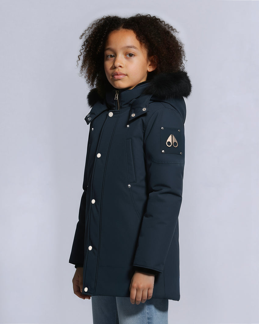 KIDS UNISEX ORIGINAL  SHEARLING TRIM PARKA-BLACK/BLACK